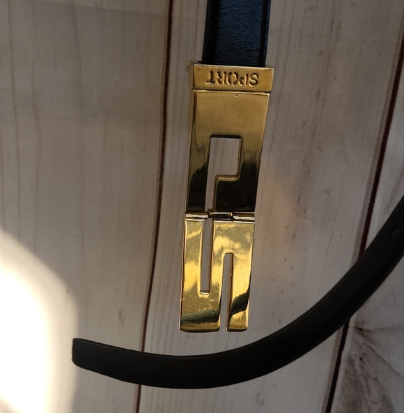 Vintage 80s St. John Sport‎ Black Leather Buckle Belt - Picture 4 of 8